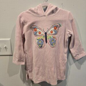 3-4Y Mini Boden Towelling Hoodie Butterfly Applique